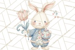 Chinoiserie Easter Clipart, Cute Elegant Bunny Easter Png Product Image 2