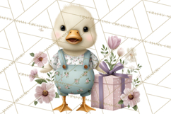 Easter Duckling Clipart, Cute Ducklings in Fancy Outfits Png Product Image 2