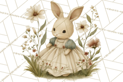 Vintage Garden Animals Clipart, Ducklings Bunnies Lambs Product Image 2