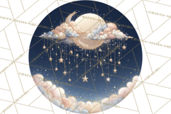 Moon Scenes Clipart, Crescent Moon Art, Starry Sky PNG Product Image 2