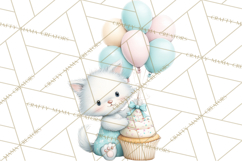 Pastel Birthday Clipart, Cute Party Animals PNG Product Image 3