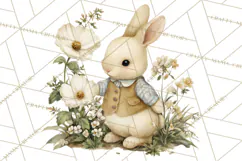 Vintage Garden Animals Clipart, Ducklings Bunnies Lambs Product Image 3