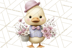 Easter Duckling Clipart, Cute Ducklings in Fancy Outfits Png Product Image 3