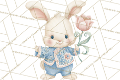 Chinoiserie Easter Clipart, Cute Elegant Bunny Easter Png Product Image 3