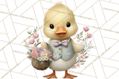 Easter Duckling Clipart, Cute Ducklings in Fancy Outfits Png Product Image 4
