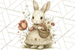 Vintage Garden Animals Clipart, Ducklings Bunnies Lambs Product Image 4