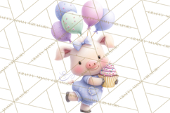 Pastel Birthday Clipart, Cute Party Animals PNG Product Image 4