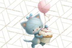 Pastel Birthday Clipart, Cute Party Animals PNG Product Image 5