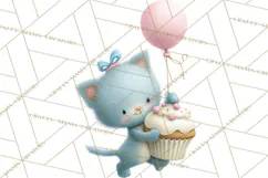 Pastel Birthday Clipart, Cute Party Animals PNG Product Image 5
