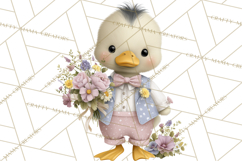 Easter Duckling Clipart, Cute Ducklings in Fancy Outfits Png Product Image 5