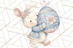 Chinoiserie Easter Clipart, Cute Elegant Bunny Easter Png Product Image 5