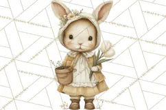 Vintage Garden Animals Clipart, Ducklings Bunnies Lambs Product Image 5