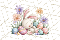 Floral Easter Bunnies Clipart, Cute and Elegant Bunny Easter Product Image 2
