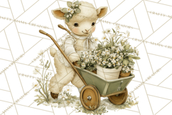 Vintage Spring Lamb Clipart, Whimsical Lamb Gardening Product Image 2