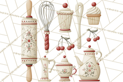 Farmhouse Cherry Kitchen Clipart, Rustic Cherry Kitchen Png Product Image 2