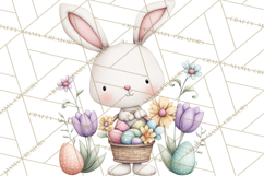 Floral Easter Bunnies Clipart, Cute and Elegant Bunny Easter Product Image 3
