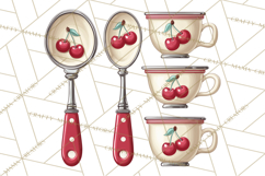 Farmhouse Cherry Kitchen Clipart, Rustic Cherry Kitchen Png Product Image 3