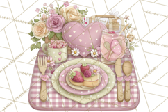 Valentine Picnic Party Clipart, Pink Heart Picnic PNG Product Image 3