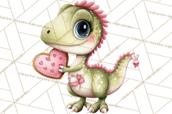 Valentine Dinosaur Clipart Cute T-Rex Sublimation PNG Love Product Image 4