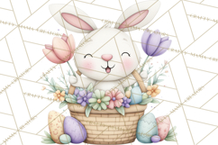 Floral Easter Bunnies Clipart, Cute and Elegant Bunny Easter Product Image 4