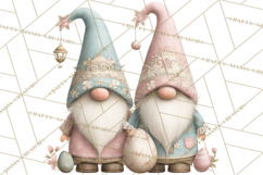 Easter Gnomes Clipart, Cute Bunny Hats, Pastel Eggs Png Product Image 4