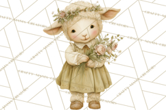 Vintage Spring Lamb Clipart, Whimsical Lamb Gardening Product Image 5