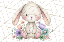 Floral Easter Bunnies Clipart, Cute and Elegant Bunny Easter Product Image 2