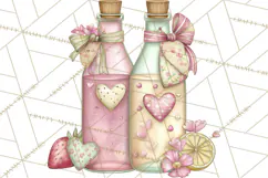 Valentine Picnic Party Clipart, Pink Heart Picnic PNG Product Image 2