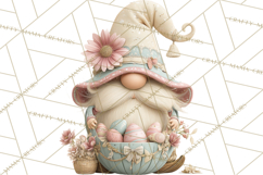 Easter Gnomes Clipart, Cute Bunny Hats, Pastel Eggs Png Product Image 3