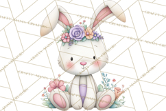 Floral Easter Bunnies Clipart, Cute and Elegant Bunny Easter Product Image 3