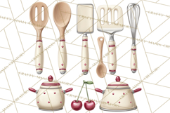 Farmhouse Cherry Kitchen Clipart, Rustic Cherry Kitchen Png Product Image 3