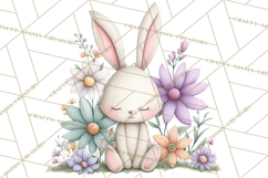 Floral Easter Bunnies Clipart, Cute and Elegant Bunny Easter Product Image 4