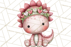 Valentine Dinosaur Clipart Cute T-Rex Sublimation PNG Love Product Image 4