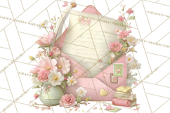 Pink Romantic Letter Clipart, Love Notes Clip Art PNG Product Image 4
