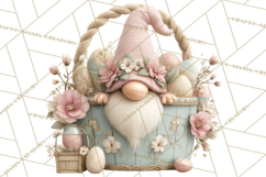 Easter Gnomes Clipart, Cute Bunny Hats, Pastel Eggs Png Product Image 4