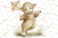 Vintage Spring Lamb Clipart, Whimsical Lamb Gardening Product Image 4