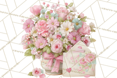 Pink Romantic Letter Clipart, Love Notes Clip Art PNG Product Image 5