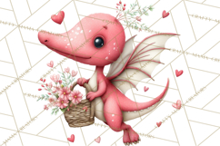Valentine Dinosaur Clipart Cute T-Rex Sublimation PNG Love Product Image 5