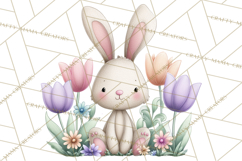Floral Easter Bunnies Clipart, Cute and Elegant Bunny Easter Product Image 5