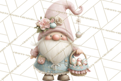 Easter Gnomes Clipart, Cute Bunny Hats, Pastel Eggs Png Product Image 5