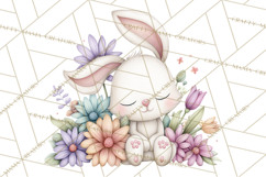 Floral Easter Bunnies Clipart, Cute and Elegant Bunny Easter Product Image 2