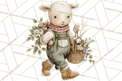 Vintage Spring Lamb Clipart, Whimsical Lamb Gardening Product Image 2