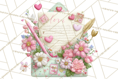 Pink Romantic Letter Clipart, Love Notes Clip Art PNG Product Image 2