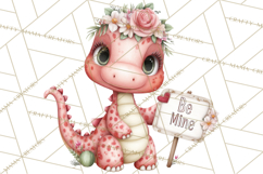 Valentine Dinosaur Clipart Cute T-Rex Sublimation PNG Love Product Image 3