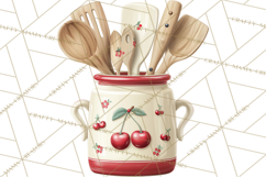 Farmhouse Cherry Kitchen Clipart, Rustic Cherry Kitchen Png Product Image 3