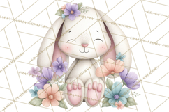 Floral Easter Bunnies Clipart, Cute and Elegant Bunny Easter Product Image 3