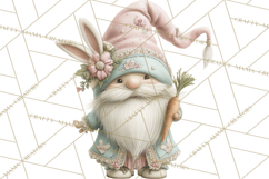 Easter Gnomes Clipart, Cute Bunny Hats, Pastel Eggs Png Product Image 5
