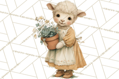 Vintage Spring Lamb Clipart, Whimsical Lamb Gardening Product Image 5