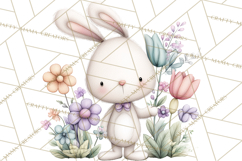 Floral Easter Bunnies Clipart, Cute and Elegant Bunny Easter Product Image 2