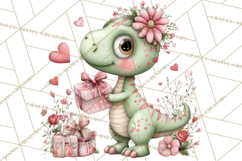 Valentine Dinosaur Clipart Cute T-Rex Sublimation PNG Love Product Image 2